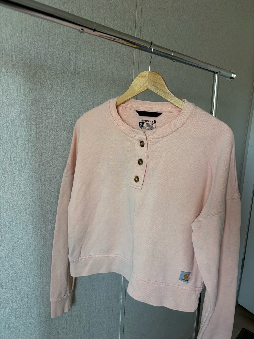 Carhartt WIP Women's Light Pink Henley Sweatshirt